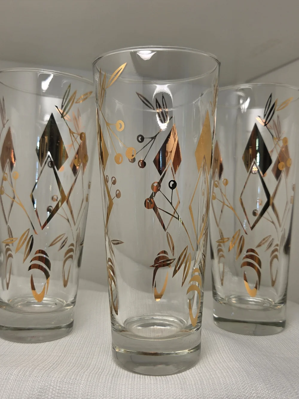 Pristine Vintage MCM Atomic Geometric Gold Highball Glasses - Set of 6  7